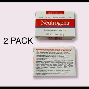 NWT (2) Neutrogena The Transparent Facial Bar Soap For acne prone skin